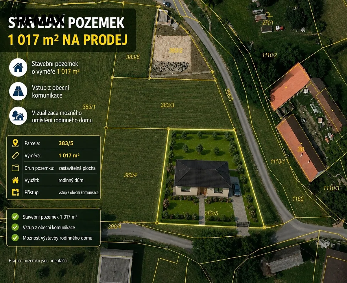 Prodej stavebního pozemku 1017 m²